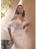 Blush Sparkly Lace Tulle Sexy Mermaid Wedding Dress